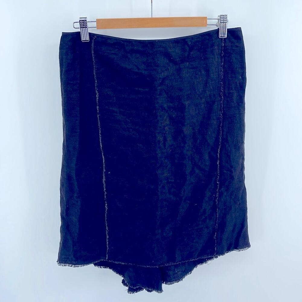 Vintage Martin 100% linen raw hem skirt sz 8